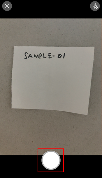 スクリーンショット：シャッターボタンが強調されている