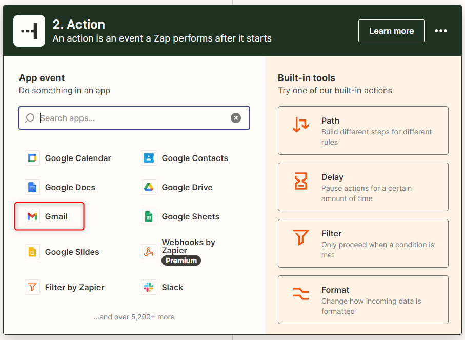 スクリーンショット：［Gmail］が枠線で強調されている