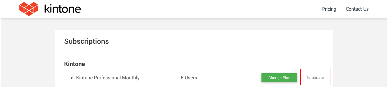 スクリーンショット：［Terminate］が枠線で強調されている